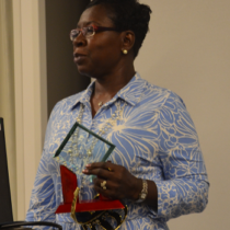 Shirley Daniels holding award