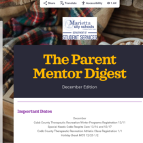 Image shows cover of December issue of parent mentor newsletter
